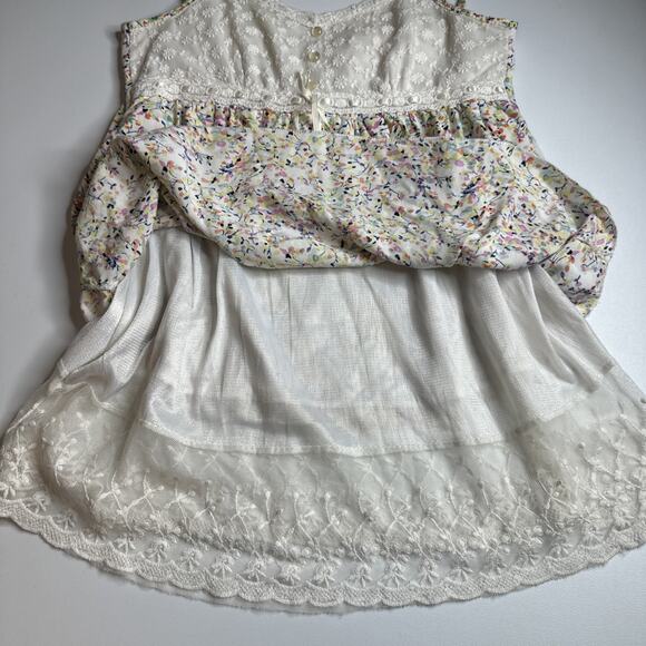 Lace Butterfly Button Floral Camisole Confetti Floral Fairycore Cottage S - Picture 7 of 10